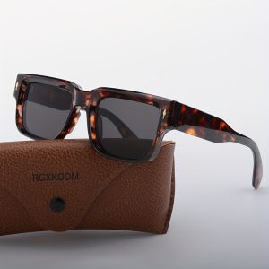 RCXKOOM Vintage Square Fashion Glasses, Wide Tortoise Thick Frame Full Rim PC Glasses, Non-Prescription Retro Glasses for Men & Women, Ideal Choice for Gifts, Decorative Ordinary Glasses, Fashion Glasses, Stylish Trendy Glasses, Decors Photo Props, Withou