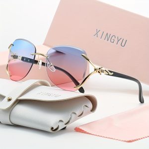 Gradient Lens Metal Frame XINGYU Chic Fox Head Rimless Fashion for Women - Perfect for Driving & Outdoor